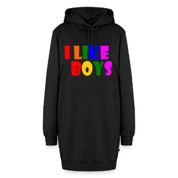 I like boys - Hoodie-Kleid - Schwarz - Vorne - AI Model Female 172 light (172cm)
