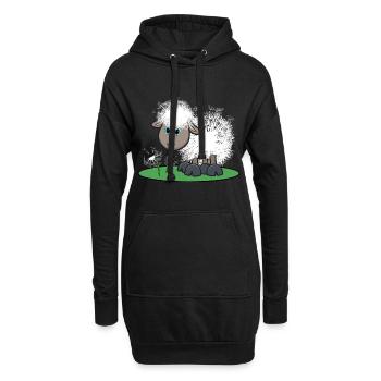 Schaf lustig mit Pusteblume witziges Geschenk - Hoodie-Kleid - Schwarz - Vorne