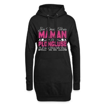 J'ai deux titres maman et Plongeuse. Cadeau Maman - Sweat-shirt à capuche long Femme - noir - Devant