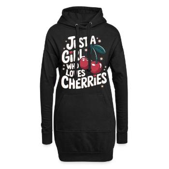 Kirsche Kirschen Früchte Essen - Hoodie-Kleid - Schwarz - Vorne