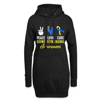 Peace Love Healing Down Syndrome Consciousness - Hoodie Dress - black - Front