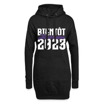 Cadeau Annonce grossesse bientôt Marraine 2023. - Sweat-shirt à capuche long Femme - noir - Devant