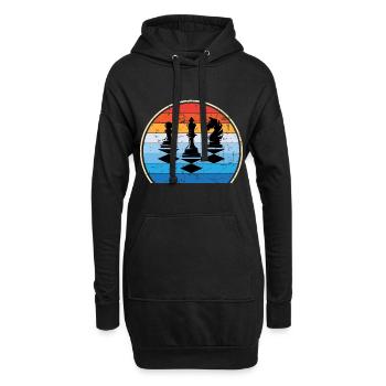 Retro Schachbrett Schachfigur Schachmatt Schach - Hoodie-Kleid - Schwarz - Vorne