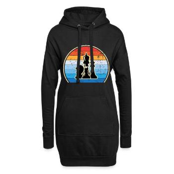 Retro Schachbrett Schachfigur Schachmatt Schach - Hoodie-Kleid - Schwarz - Vorne