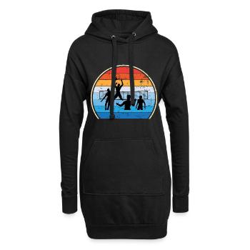 Retro Volleyballspieler Volleyballtrainer - Hoodie-Kleid - Schwarz - Vorne