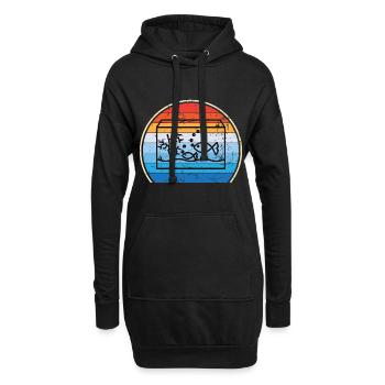 Retro Aquarium Aquaristik Fische Heimaquarium - Hoodie-Kleid - Schwarz - Vorne