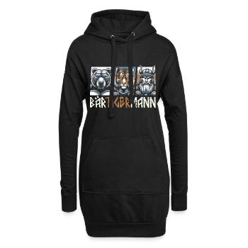 Bärtigermann Bär Tiger Mann Geschenk Bart - Hoodie-Kleid - Schwarz - Vorne