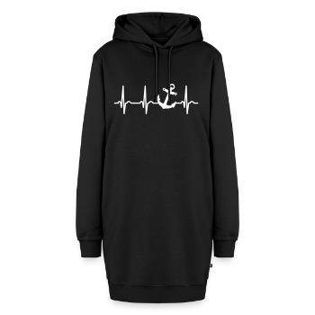 Anker Herzschlag EKG Seemann Seefahrer Hafen - Hoodie-Kleid - Schwarz - Vorne