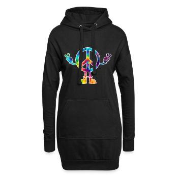Peacezeichen Friedenszeichen tie dye - Hoodie-Kleid - Schwarz - Vorne