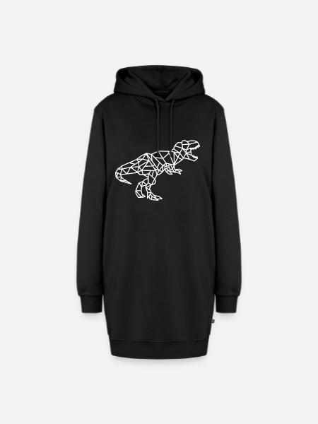 T Rex Geometrisch Linien - Hoodie-Kleid - Schwarz