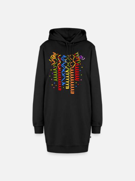 Konfetti Karneval Luftschlangen Fasching Kostüm - Hoodie-Kleid - Schwarz