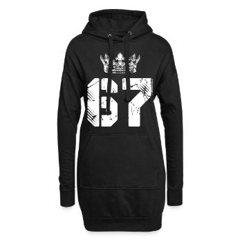 67 Zahl Krone - Hoodie-Kleid - Schwarz - Vorne