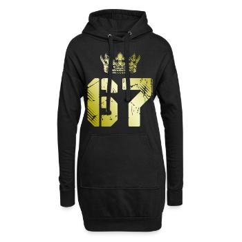 67 Zahl Krone - Hoodie-Kleid - Schwarz - Vorne