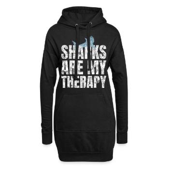 Sharks Are My Therapy Haiforscher Meeresbiologe - Hoodie-Kleid - Schwarz - Vorne