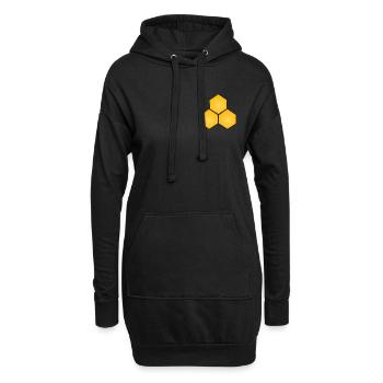3'er Wabe - Hoodie-Kleid - Schwarz - Vorne