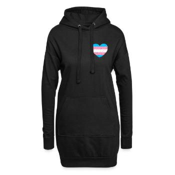 Cœur trans* | Dans un style vintage - Sweat-shirt à capuche long Femme - noir - Devant