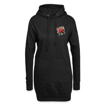 Rote Rose – Rockabilly - Hoodie-Kleid - Schwarz - Vorne