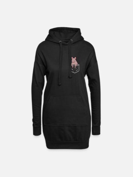 Ratte Pocket Haustier Tasche Nagetier - Hoodie-Kleid - Schwarz