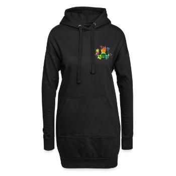 Crâne avec tache de couleur - Sweat-shirt à capuche long Femme - noir - Devant
