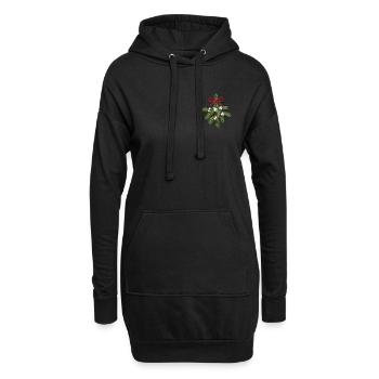 Bestickter Mistelzweig – romantisches Weihnachten (gedruckt) - Hoodie-Kleid - Schwarz - Vorne