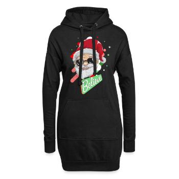 Weihnachtsmann - Hoodie-Kleid - Schwarz - Vorne