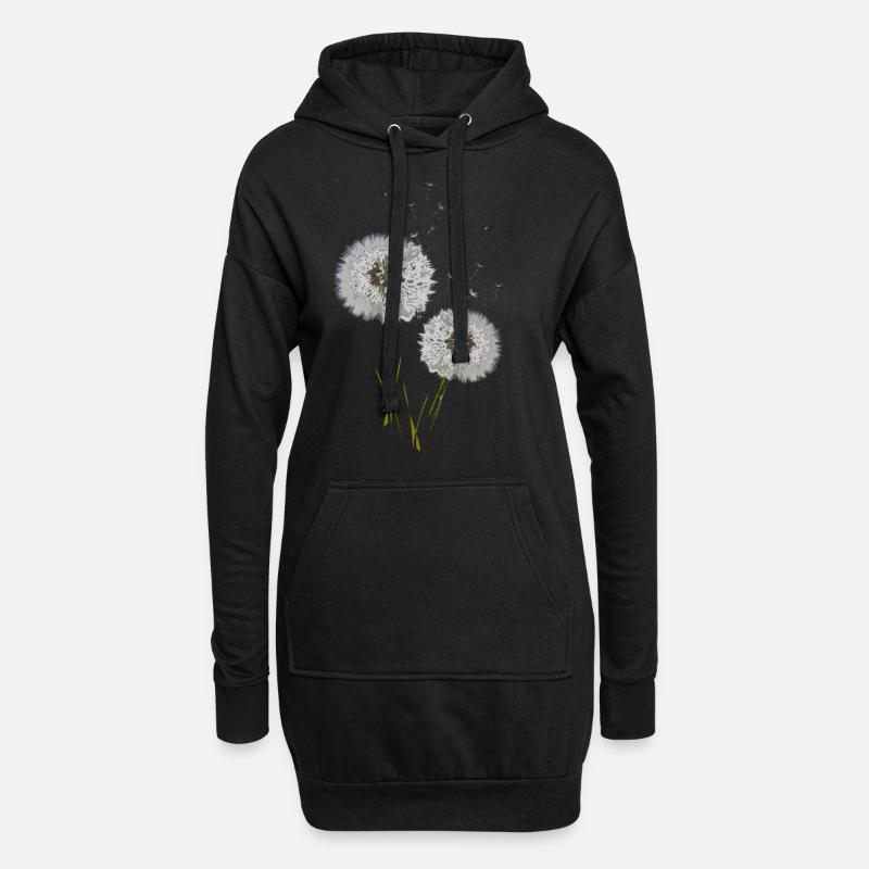 Pusteblume - Hoodie-Kleid - Schwarz