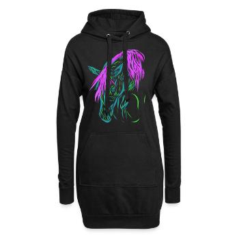 Cheval - Sweat-shirt à capuche long Femme - noir - Devant