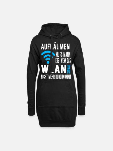 Wlan Signal Aufräumen - Hoodie-Kleid - Schwarz