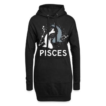 Sternzeichen Fische - Hoodie-Kleid - Schwarz - Vorne