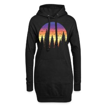 Retro Forest Mountains Randonnée Aventure en plein air - Sweat-shirt à capuche long Femme - noir - Devant