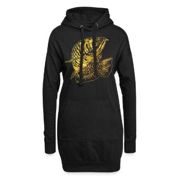 Arowana Fisch Gold Grafik Fischliebhaber Angelausrüstung - Hoodie-Kleid - Schwarz - Vorne
