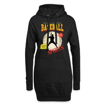 Baseball Baseballspieler USA Sport Vintage Retro - Hoodie-Kleid - Schwarz - Vorne