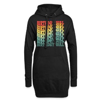 Anniversaire Fille Groovy Rétro Vintage Anniversaire - Sweat-shirt à capuche long Femme - noir - Devant