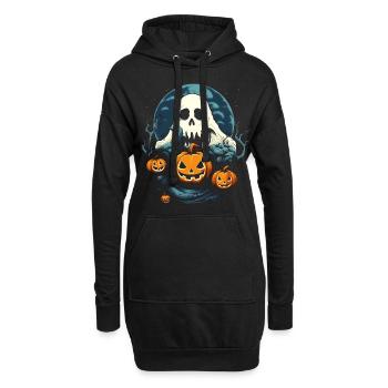 Fantôme, Fantôme, Lune, Citrouille, Halloween, Costume - Sweat-shirt à capuche long Femme - noir - Devant