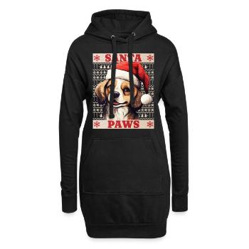 Chien Noël Père Noël Pattes Joyeux Dogmes Laid - Sweat-shirt à capuche long Femme - noir - Devant