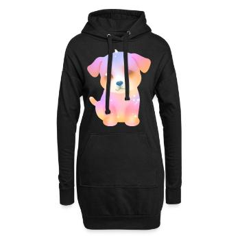 Chien scintillant mignon - chiot coloré - kawaii - Sweat-shirt à capuche long Femme - noir - Devant