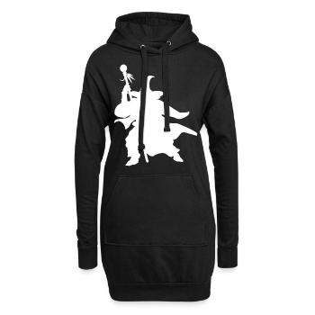 Fantasy Rollenspiel - Magier Silhouetten Design - Hoodie-Kleid - Schwarz - Vorne