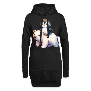 Pingouin et ours polaire cadeau - Sweat-shirt à capuche long Femme - noir - Devant