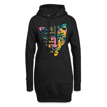 Löwe Kopf🦁 Stark im Glauben, Wild im Herzen, Frei - Hoodie-Kleid - Schwarz - Vorne