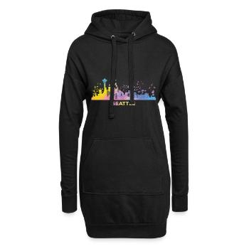 Seattleite Skyline Seattle - Hoodie-Kleid - Schwarz - Vorne