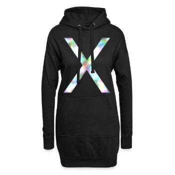 X - Arc-en-ciel - Sweat-shirt à capuche long Femme - noir - Devant