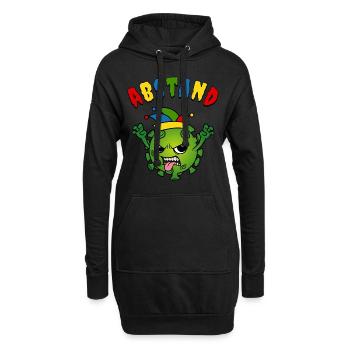Fasching Karneval Corona Virus Narrenkappe Abstand - Hoodie-Kleid - Schwarz - Vorne