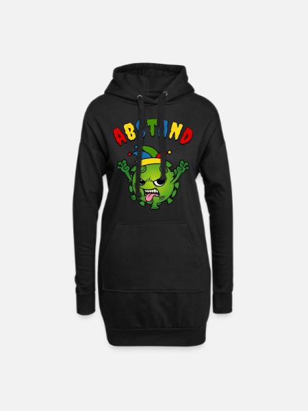 Fasching Karneval Corona Virus Narrenkappe Abstand - Hoodie-Kleid - Schwarz