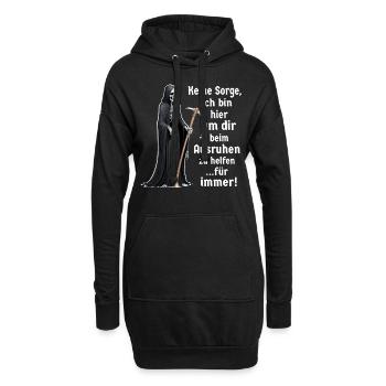 Sensenmann Tod schwarzer Humor lustige Sprüche - Hoodie-Kleid - Schwarz - Vorne