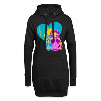 Babuschka Matrjoschka Design mit Kasachstan Flagge - Hoodie-Kleid - Schwarz - Vorne