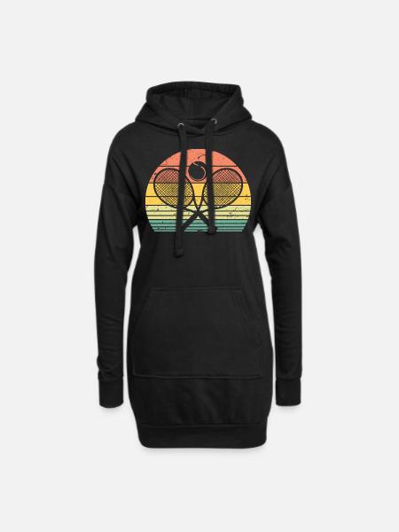 Retro Tennisschläger Tennisspieler Tischtennis Spiel - Hoodie-Kleid - Schwarz