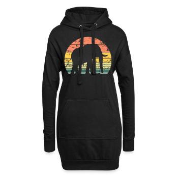 Éléphant Rétro Silhouette Faune Amoureux des éléphants - Sweat-shirt à capuche long Femme - noir - Devant