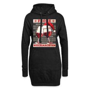Weihnachten Wein Rotwein Glas Wei(h)nachten Lustig - Hoodie-Kleid - Schwarz - Vorne