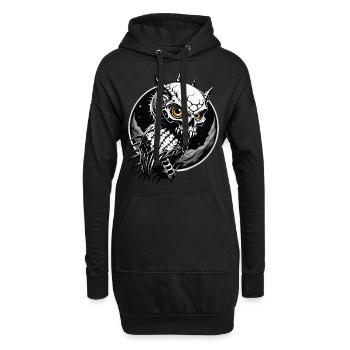 Owl Skull // Totenkopf Eule // Nachteule FS0022 - Hoodie-Kleid - Schwarz - Vorne