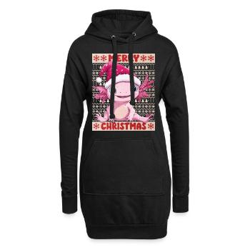 Axolotl Noël laid Noël mignon - Sweat-shirt à capuche long Femme - noir - Devant